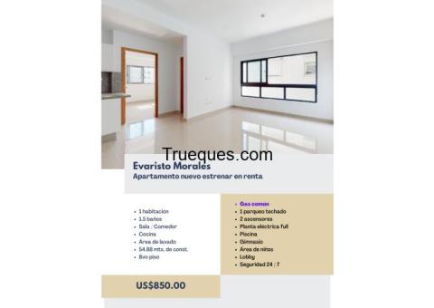 Alquilo apartamento nuevo en evaristo morales