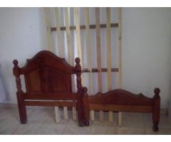 Cama algarrobo + mesita de luz + colchon tipo somier - 1/1