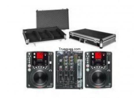 Equipo de dj akiyama 2cdx-mp200s+mc+e3+maleta +altvoces+ soportes altavoces