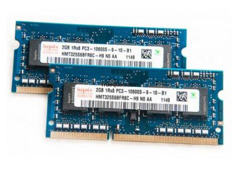 Memoria ram 4 gb (2 x 2gb) ddr3 1333 mhz 2gb 1rx8 pc3 10600s 9 10 b1 204 pin