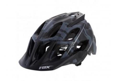 casco ciclismo fox, colores disponibles: gris y azul (camuflado)