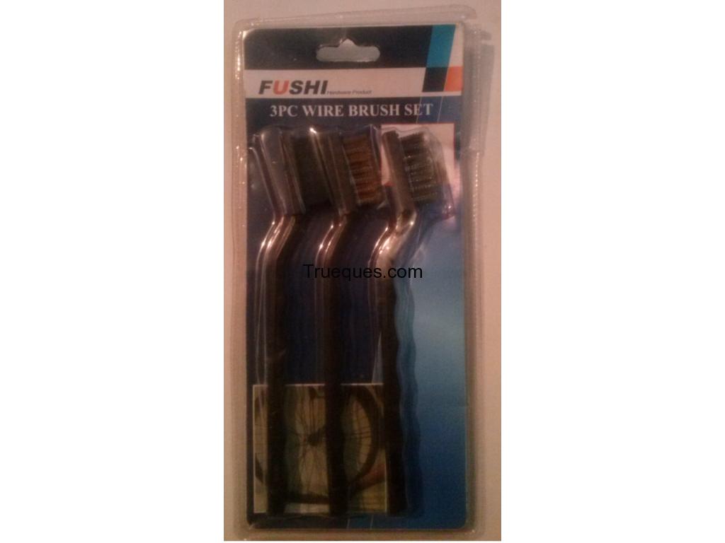 3 cepillos de lambre acero nilon y bronce