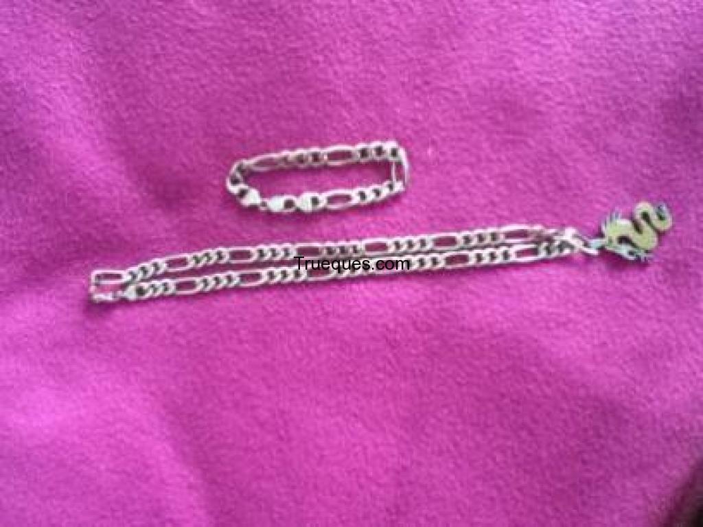 Cadena de plata y esclava ley 925