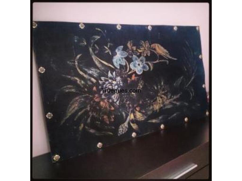 Cuadro vintage de terciopelo decorado 1930