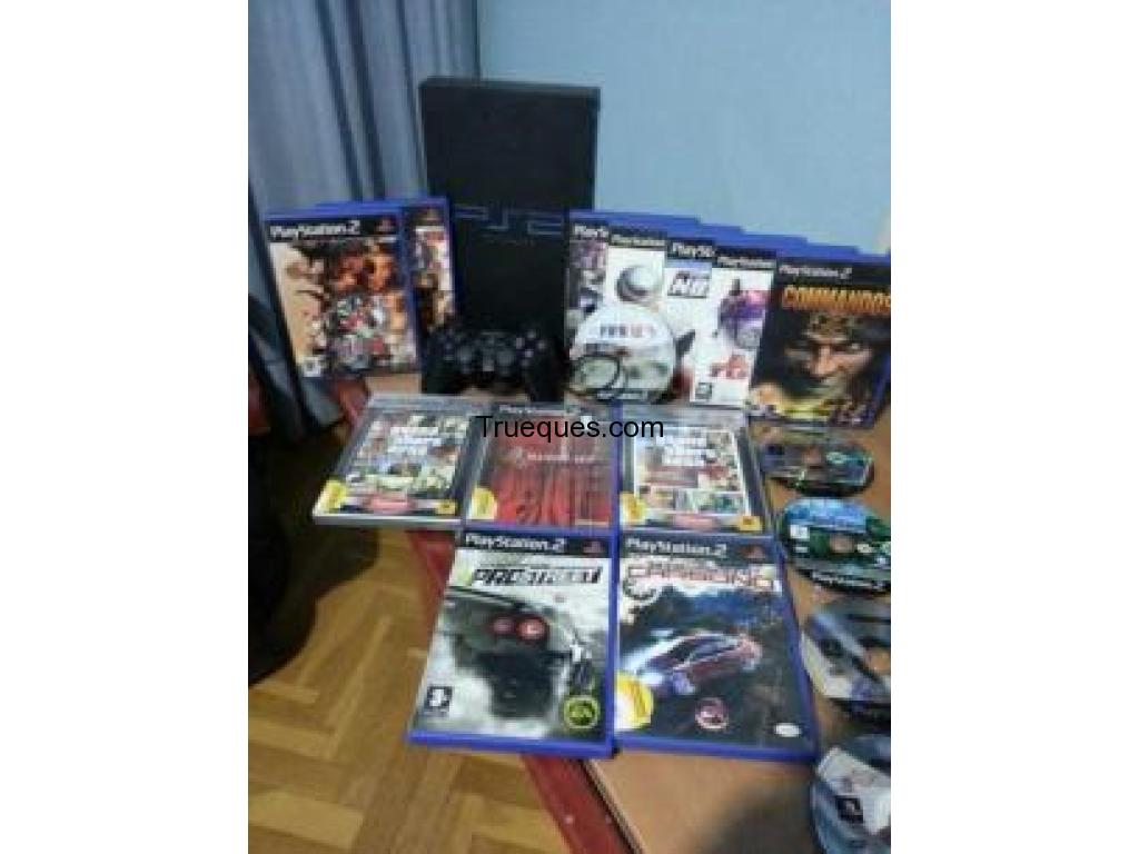 Cambio ps2 con poco uso mas mando 2 tarjetas de memoria y 15 juegos