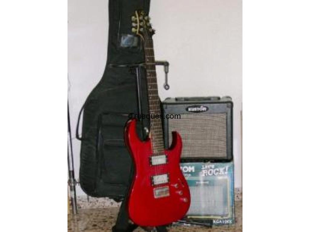 Equipo completo de guitarra electrica con amplificador y accesorios