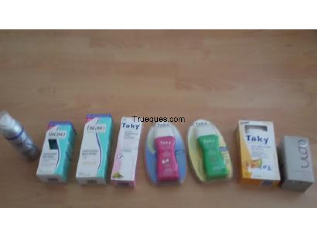 Stock de cremas depilatorias y anticeluliticas marca taky lineance